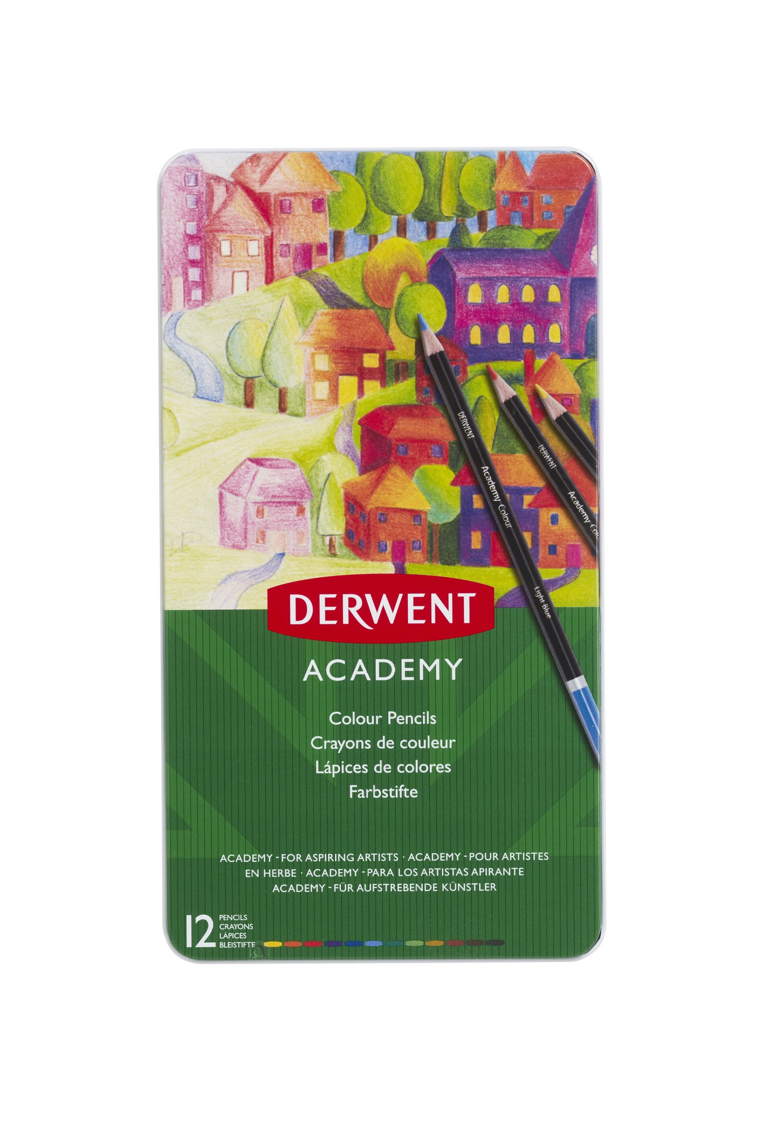 Набор цветных карандашей Academy 12 цветов в металлической упаковке