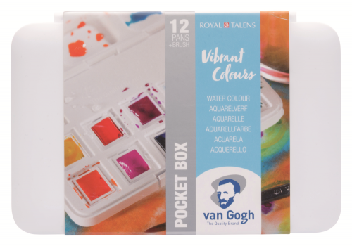 Набор акварельных красок Van Gogh 'Vibrant Colours' (яркие цвета) 12 кювет+кисть пластик.короб