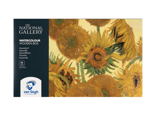 Набор акварельных красок Van Gogh National Gallery 24 кюветы кисть палитра деревянный короб