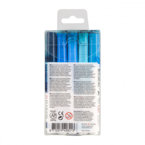 Набор акварельных маркеров Ecoline Brush Pen Blue 5 штук в пластиковой упаковке