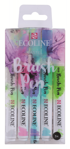 Набор акварельных маркеров Ecoline Brush Pen Pastel 5 штук в пластиковой упаковке