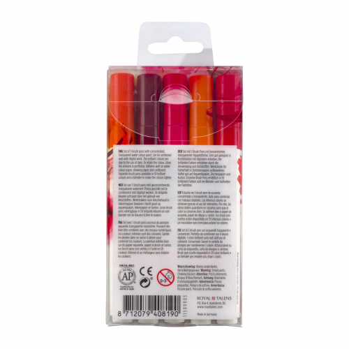 Набор акварельных маркеров Ecoline Brush Pen Red 5 штук в пластиковой упаковке