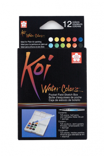 Набор акварельных красок Koi 12 цветов в пластиковой упаковке