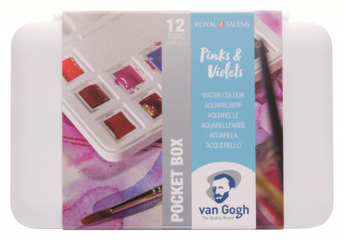 Набор акварельных красок Van Gogh 'Pinks&Violets' 12 кювет+кисть пластик.короб
