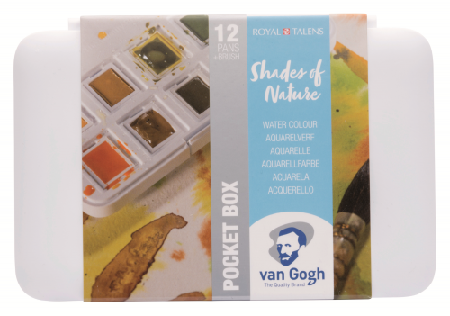 Набор акварельных красок Van Gogh 'Shades of Nature' 12 кювет+кисть пластик.короб