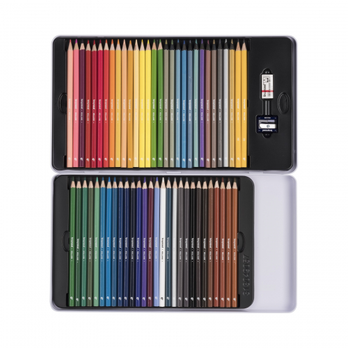 Набор цветных карандашей 'Машина' 58 карандашей+ластик+точилка в металлической упаковке