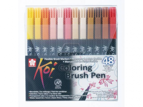 Набор акварельных маркеров Koi кисточка 48 цветов в пластиковой упаковке