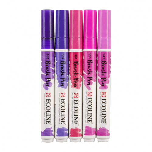 Набор акварельных маркеров Ecoline Brush Pen Violet 5 штук в пластиковой упаковке