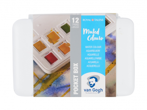 Набор акварельных красок Van Gogh 'Muted Colours' (приглушенные) 12 кювет+кисть пластик.короб