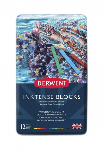 Набор акварельных (чернильных) блоков Inktense 12 цветов в металлической упаковке