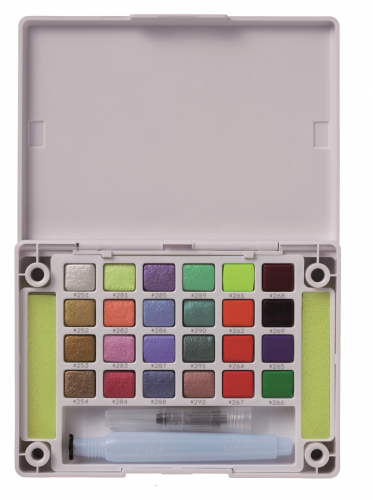 Набор акварельных красок Koi Creative Art Colours 24 кюветы (металлики, флуоресцент, перламутр) в пластиковой упаковке