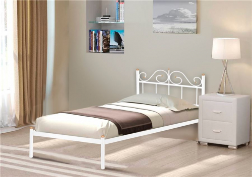 Кровать односпальная Роззана (90х200 металлическое основание) Белый