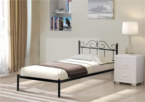 Кровать односпальная Роззана (90х200 металлическое основание) Черный