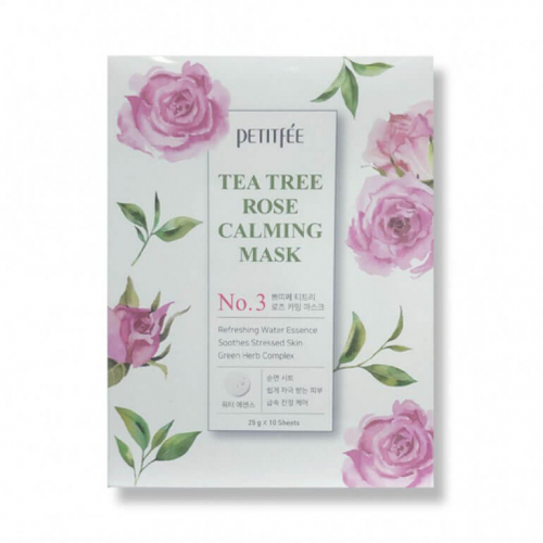 НАБОР  Успокаивающая тканевая маска с чайным деревом и розой Tea Tree Rose Calming  Mask Pack 10шт