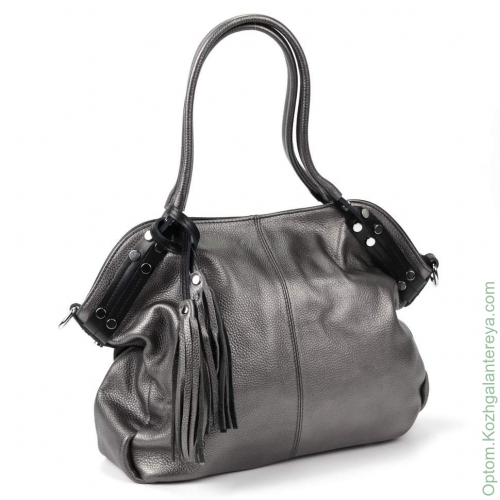 Женская кожаная сумка 2837 Блек/Сильвер