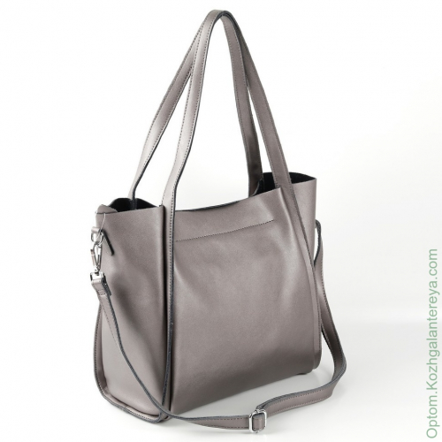 Женская кожаная сумка 1811 Сильвер-Грей