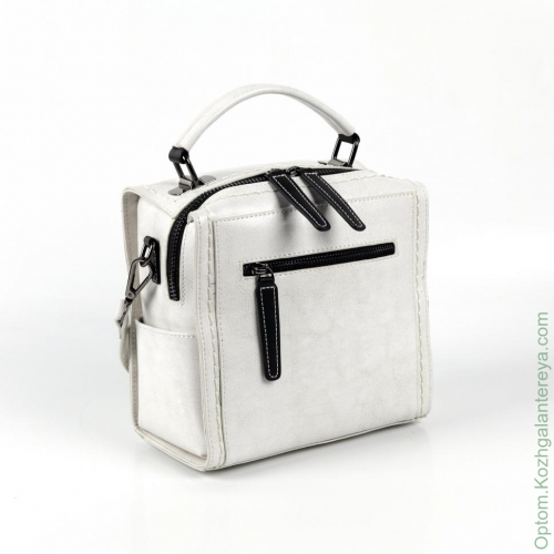 Женская кожаная сумка 18808 Бело-Серый