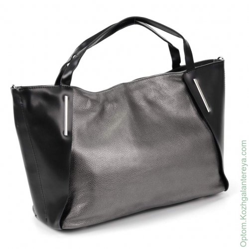 Женская кожаная сумка 184 Блек/Сильвер