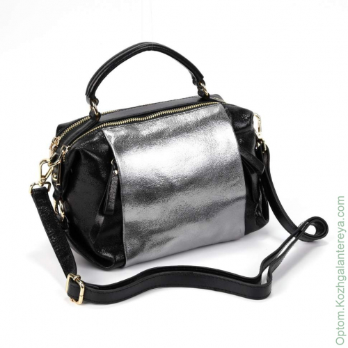 Женская кожаная сумка 1834-1 Блек/Сильвер