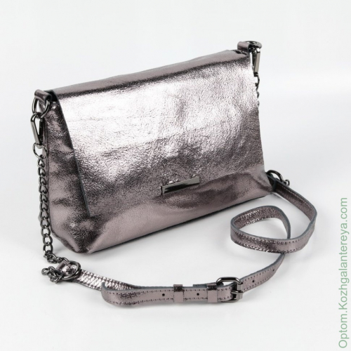Женская кожаная сумка 201-L Сильвер Грей