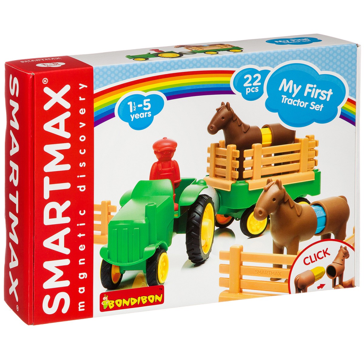Магнитный конструктор SmartMax/ Bondibon, Мой первый набор с трактором, 22 дет., арт. SMX 222.
