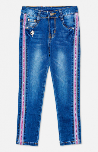 890   979Брюки текстильные джинсовые для девочек