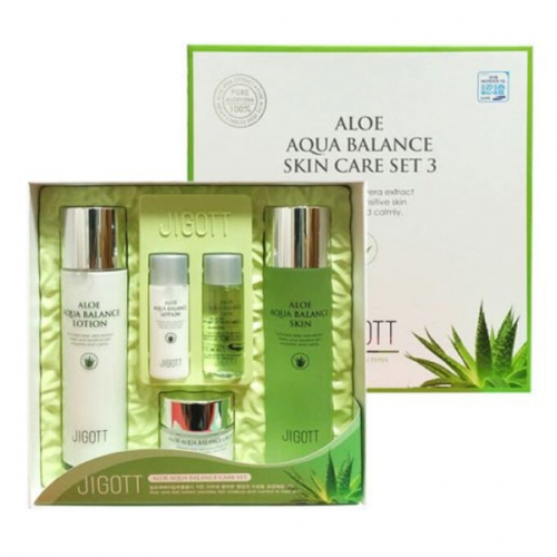 Набор для ухода за кожей с алоэ JIGOTT Aloe Aqua Balance Skin Care3 set 