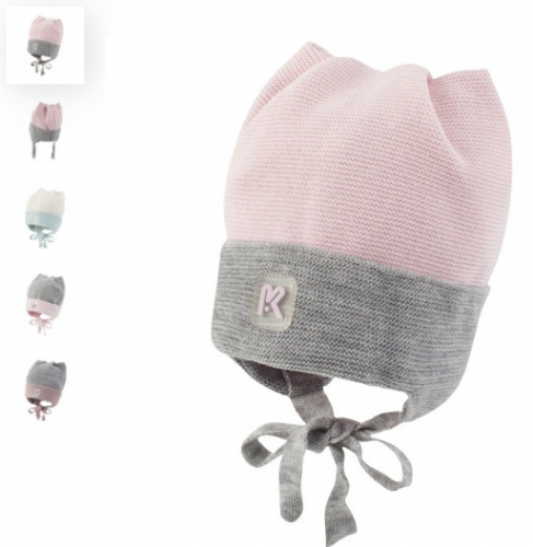 шапка для девочек двуцветная с отворотом