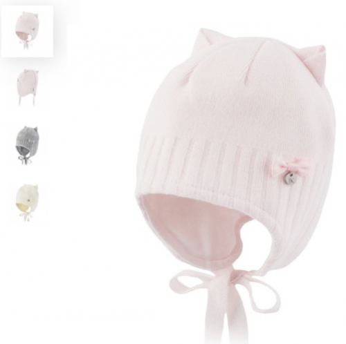 шапка для девочек на хб подкладе с декоративными ушками и локаничным декором