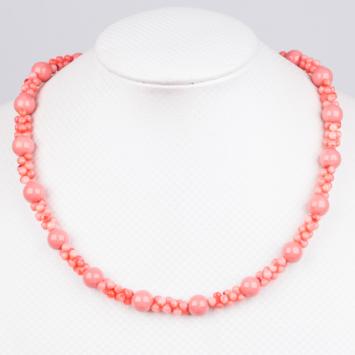 Колье: Коралл розовый, Полимерная глина
