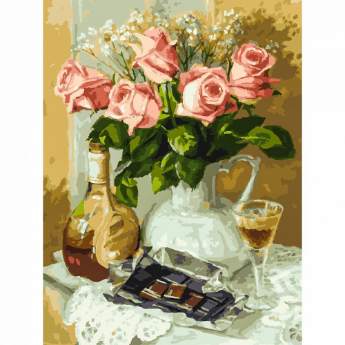 Картины по номерам Белоснежка арт.БЛ.283-AS Розы и шоколад 40х50 см