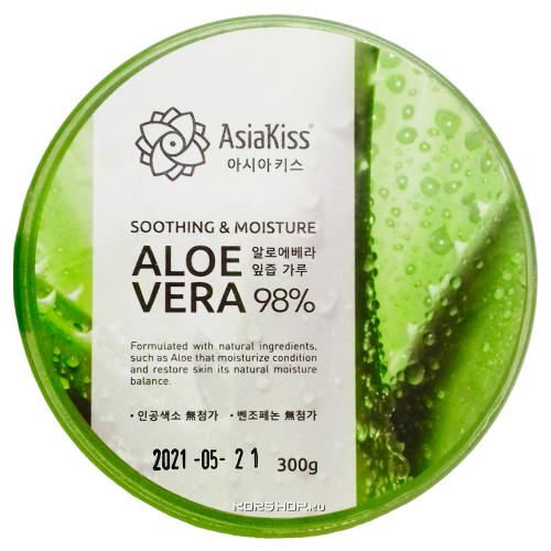 Гель многофункциональный для лица и тела AsiaKiss с 99% содержанием Aloe, 300 мл