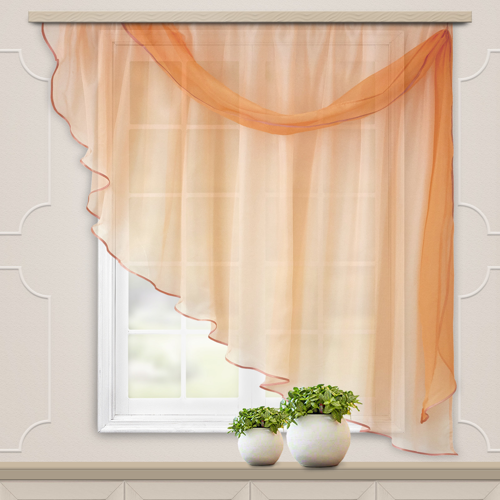 Комплект штор для кухни «акварель», 280х160 см, цвет персиковый