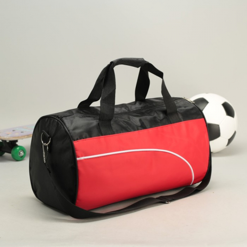 Спортивная сумка, отдел на молнии, длинный ремень, цвет красный/чёрный