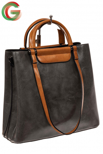 Женская сумка шоппер из искусственной кожи, цвет серый