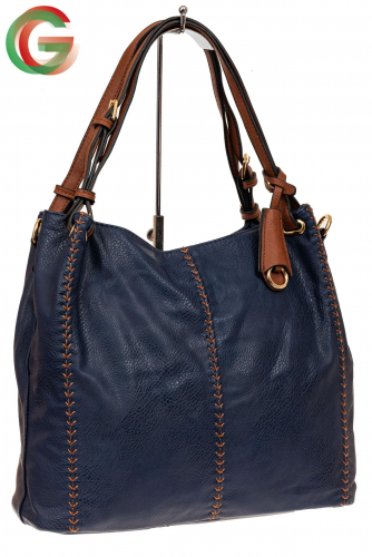 Большая женская сумка из искусственной кожи, цвет синий