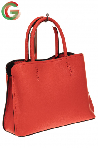 Строгая стильная женская сумка из натуральной кожи, цвет красный