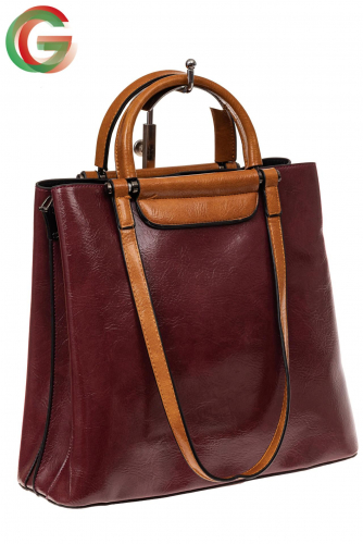 Женская сумка шоппер из искусственной кожи, цвет бордовый
