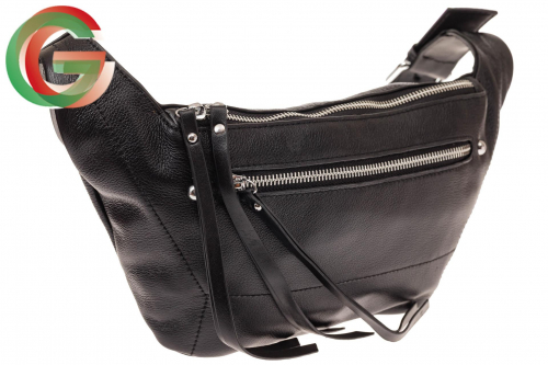 Поясная женская сумка из натуральной кожи, цвет черный