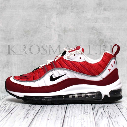 Кроссовки NIKE AIR MAX 98   БЕЛЫЕ С КРАСНЫМ Копия