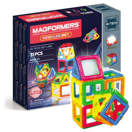Магнитный конструктор MAGFORMERS Neon Led set 31 дет.