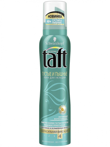 TAFT  Пена для укладки волос  Густые и Пышные  Сверхсильная фиксация (4)  150мл
