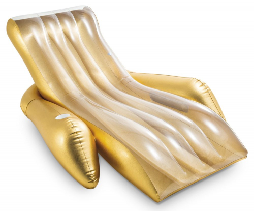 Кресло-шезлонг Золото с подстаканником, 175х119х61см, до 100кг, уп.3