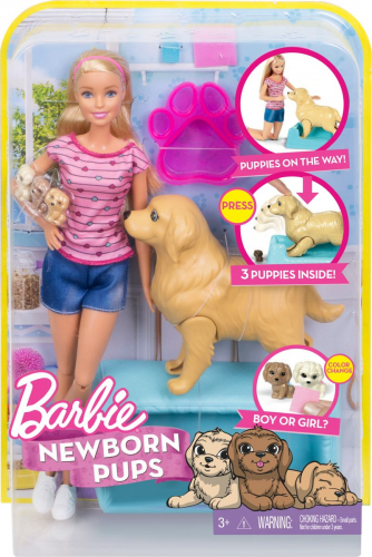 Игрушка Barbie Игровой набор «Кукла и собака с новорожденными щенками»