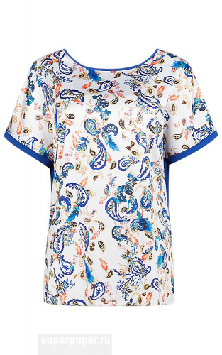 Женская блузка текстильная, комбинированная трикотажем