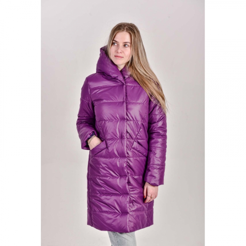 Пальто женское с капюшоном, арт. ПЧ2001, цвет-ярко фиолетовый