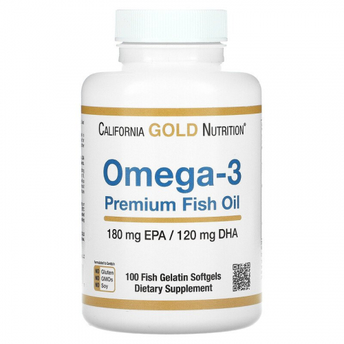 California Gold Nutrition, Омега-3, рыбий жир премиального качества, рыбно-желатиновые капсулы