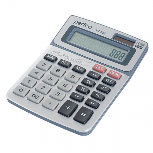 Калькулятор Perfeo KT-888 (PF_3545), бухгалтерский, 12-разр., GT, серебро