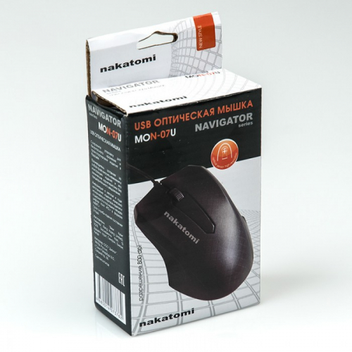 Мышь Nakatomi Navigator MON-07U 3 кнопки + ролик прокрутки, USB, черная