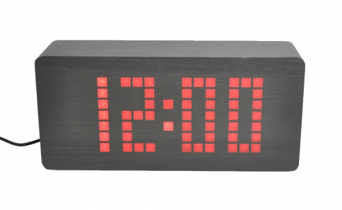 Часы электронные настольные VST-871/1 (коричневы корпус, красные символы) деревянные, дата+термометр